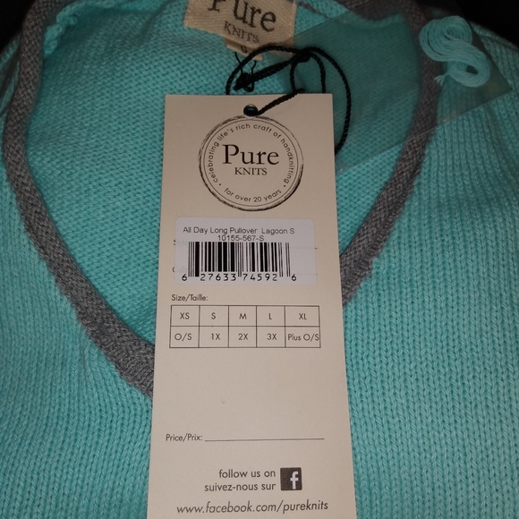 🔴 SALE Pure Knits Light Turquoise V-neck Pullover Sweater - Picture 11 of 11